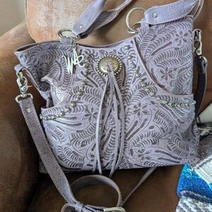Elegant Purple Embossed Women's Bag